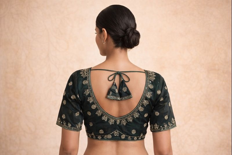 Aarohi Royal Zardozi Blouse - Emerald