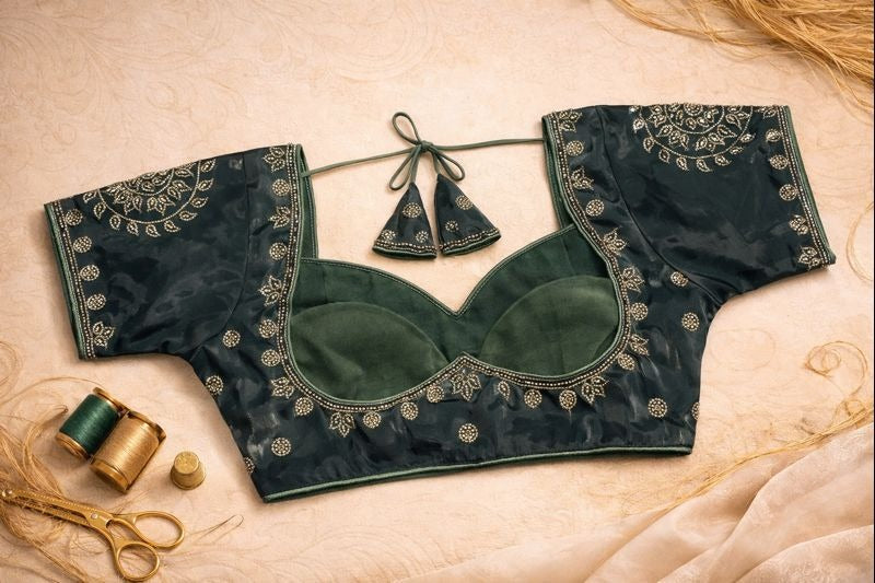 Aarohi Royal Zardozi Blouse - Emerald