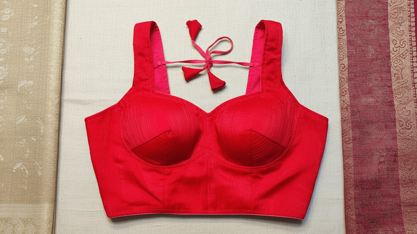 Aabha Silk Blouse - Crimson Red