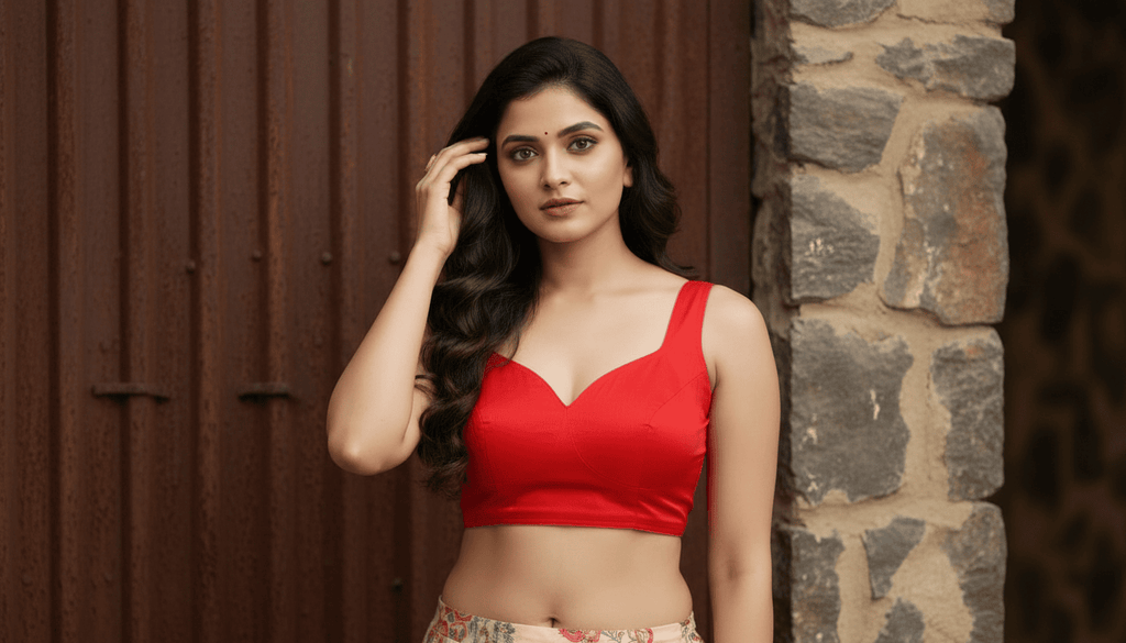 Aabha Silk Blouse - Cherry Red