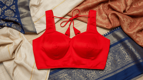 Aabha Silk Blouse - Cherry Red