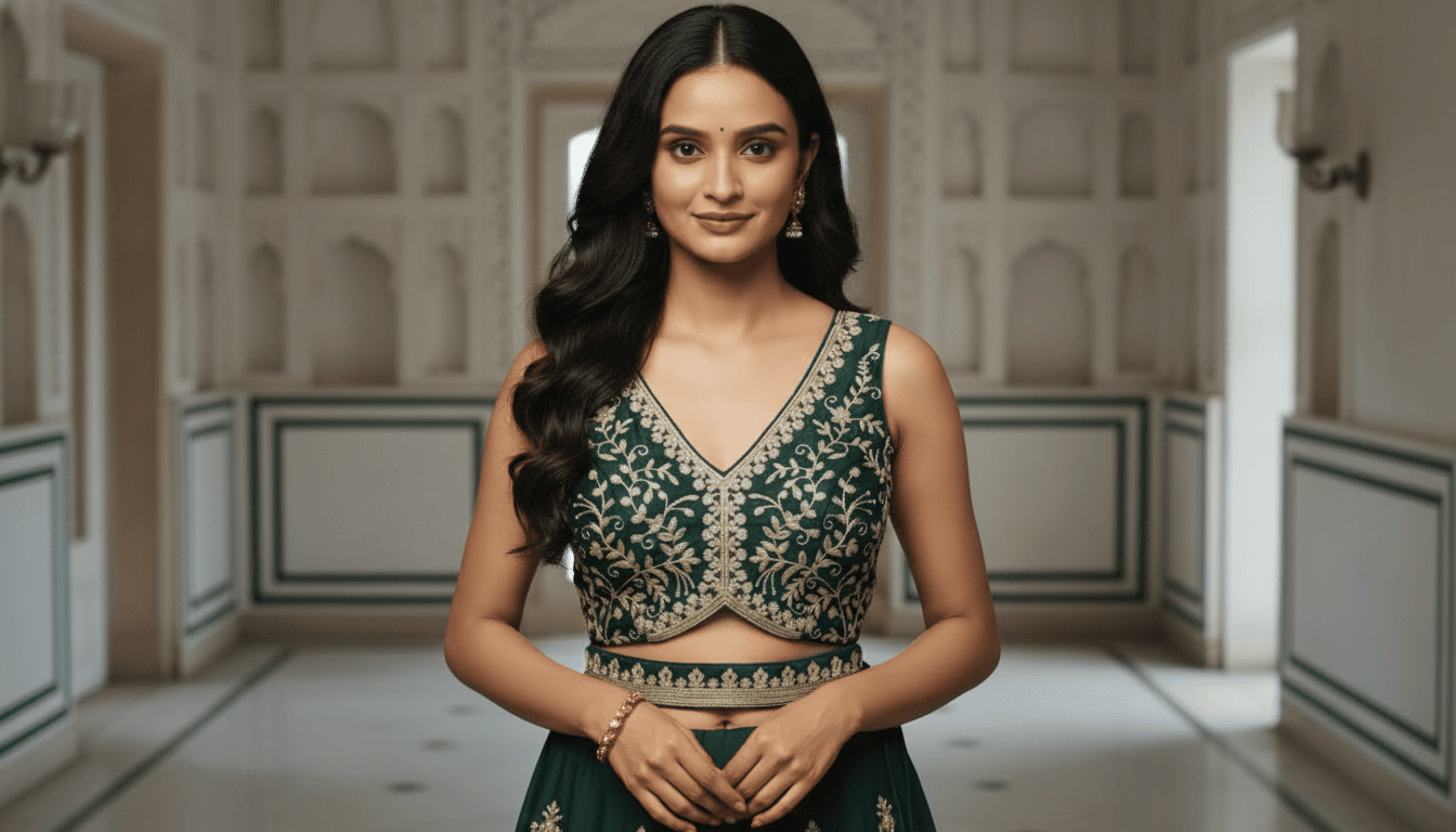 Anika Shahi Blouse - Emerald