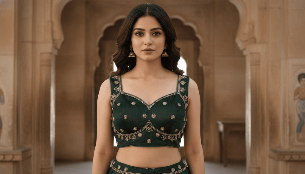 Aarohi Royal Zardozi Blouse - Emerald