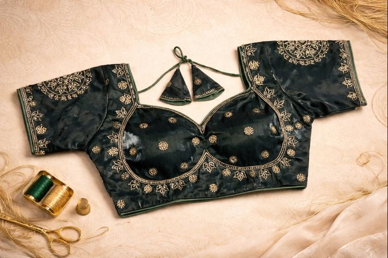 Aarohi Royal Zardozi Blouse - Emerald