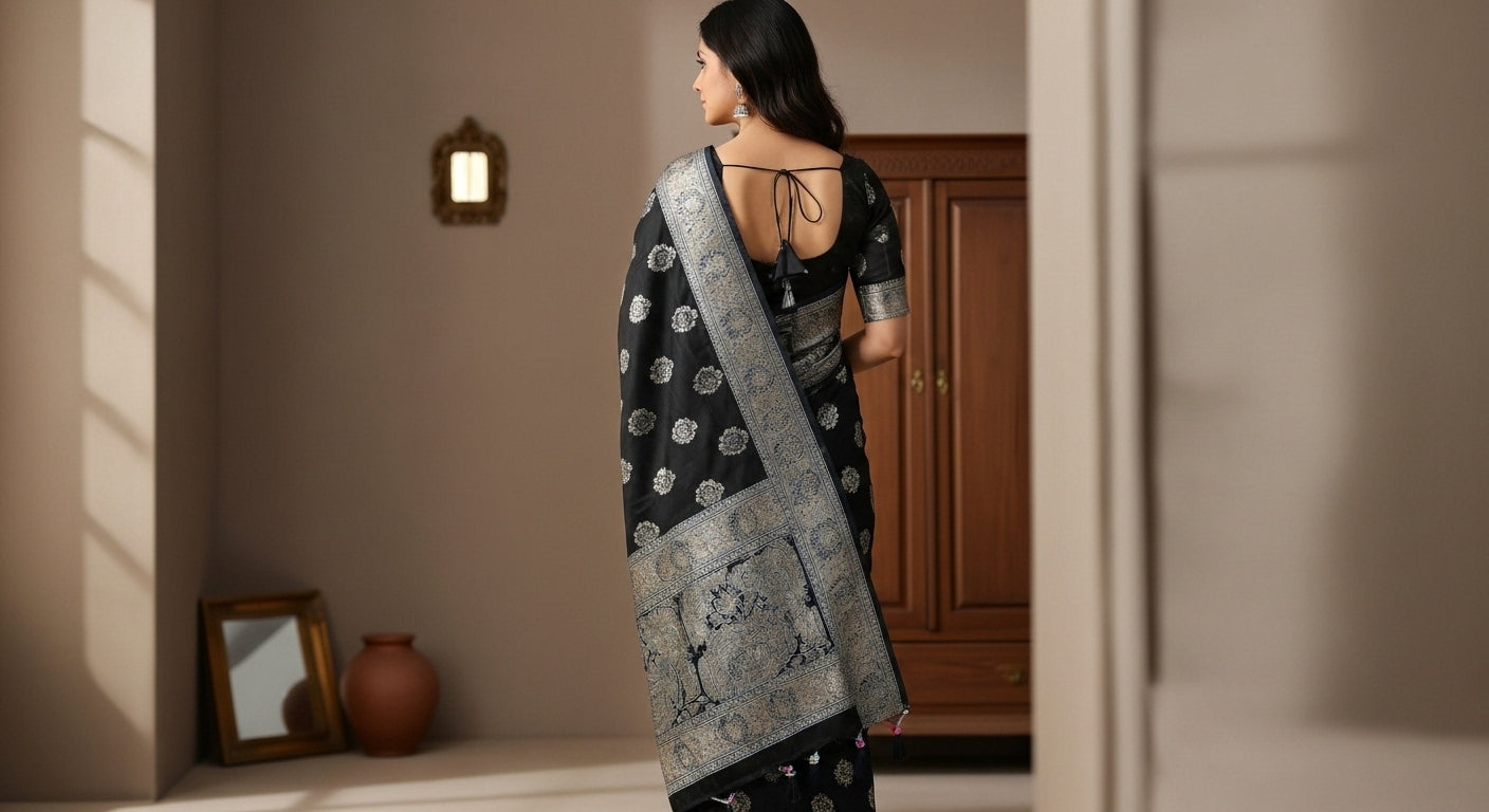 Chandrika Noir Satin Silk Saree