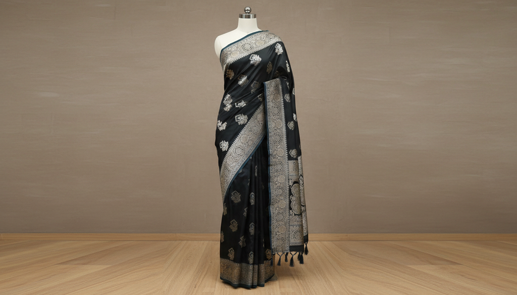 Chandrika Noir Satin Silk Saree