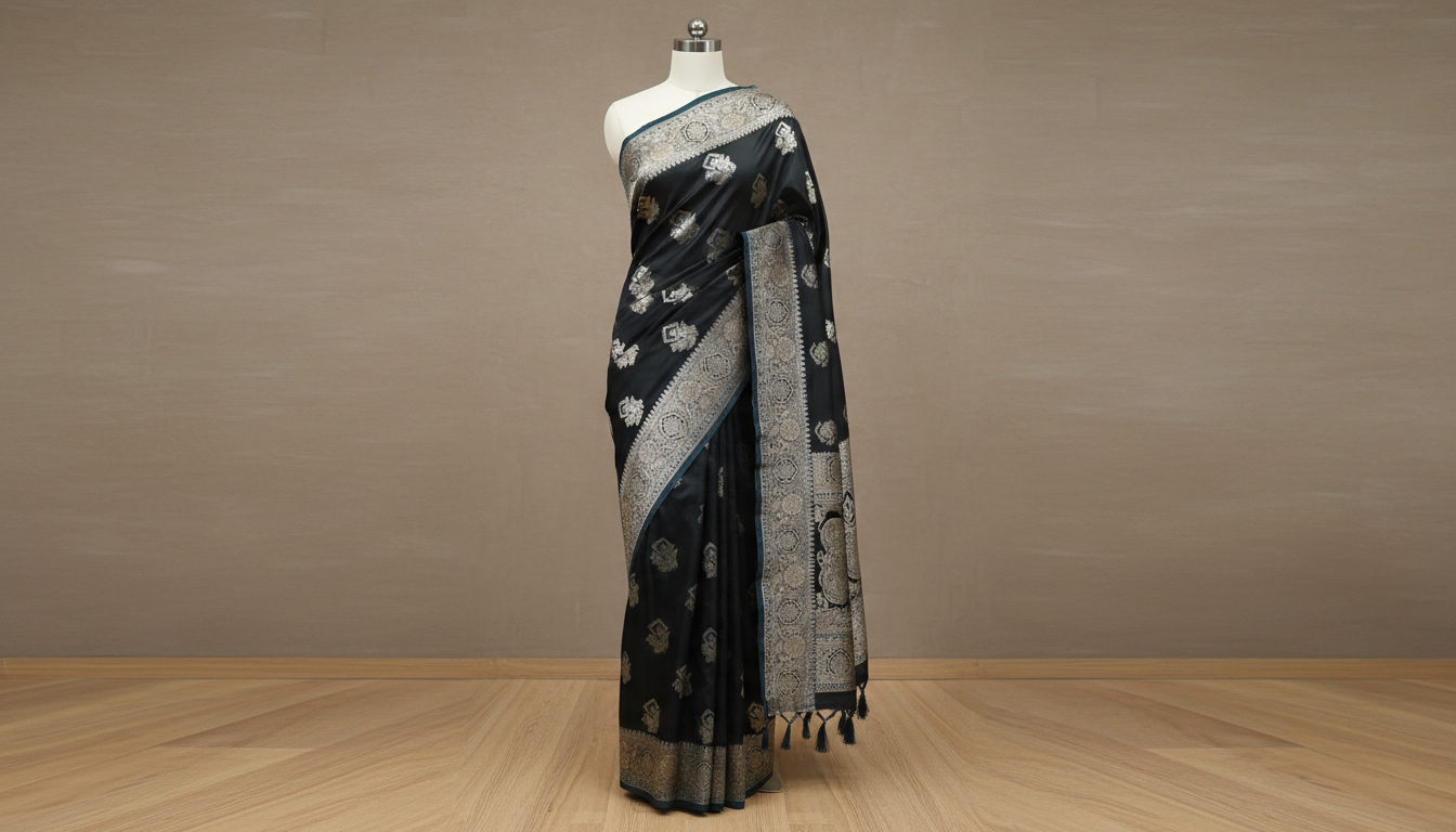 Chandrika Noir Satin Silk Saree