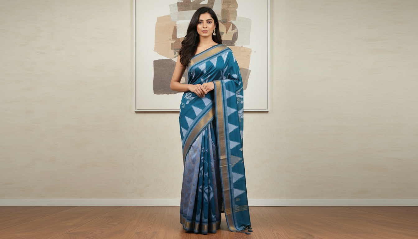 Neelambara Ikat Silk Saree
