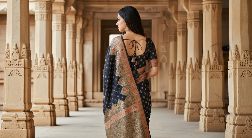 Neerja Black Satin Silk Saree