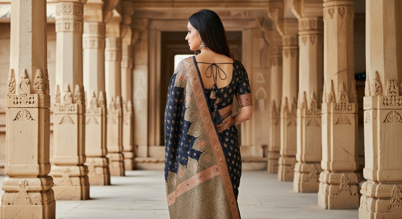 Neerja Black Satin Silk Saree