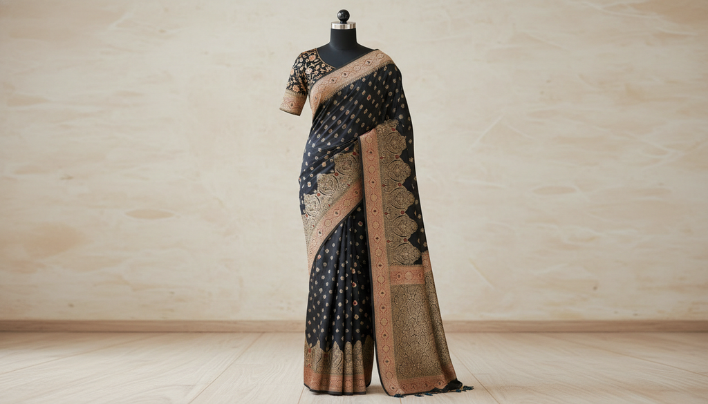 Neerja Black Satin Silk Saree