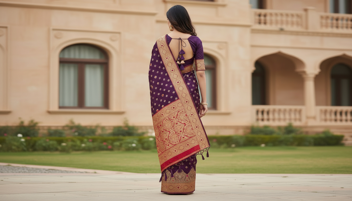 Rajini Royal Purple Satin Silk Saree
