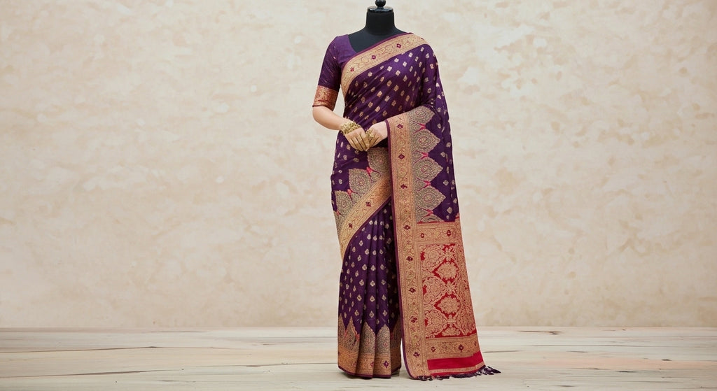 Rajini Royal Purple Satin Silk Saree