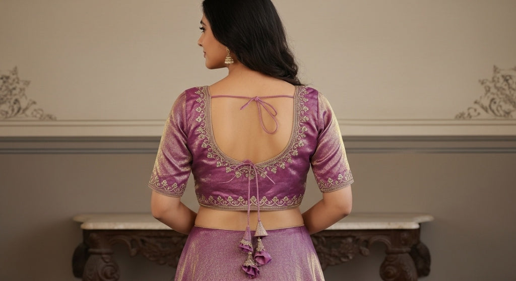 Royal Ombre Zardozi Blouse - Mauve