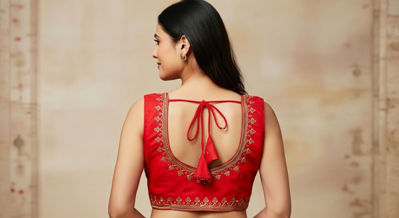 Royal Ombre Zardozi Blouse - Crimson Red