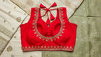 Royal Ombre Zardozi Blouse - Crimson Red
