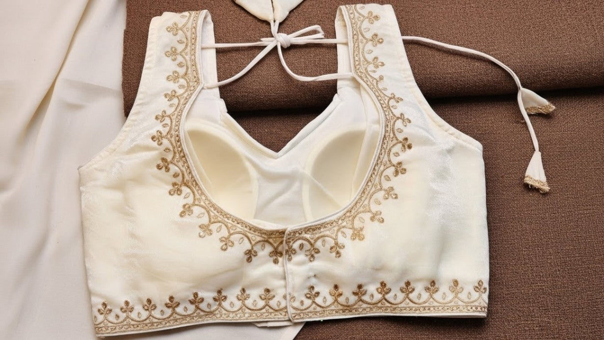 Royal Ombre Zardozi Blouse - Ivory