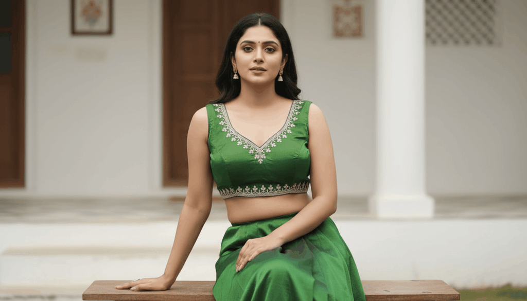 Royal Ombre Zardozi Blouse - Metallic Green