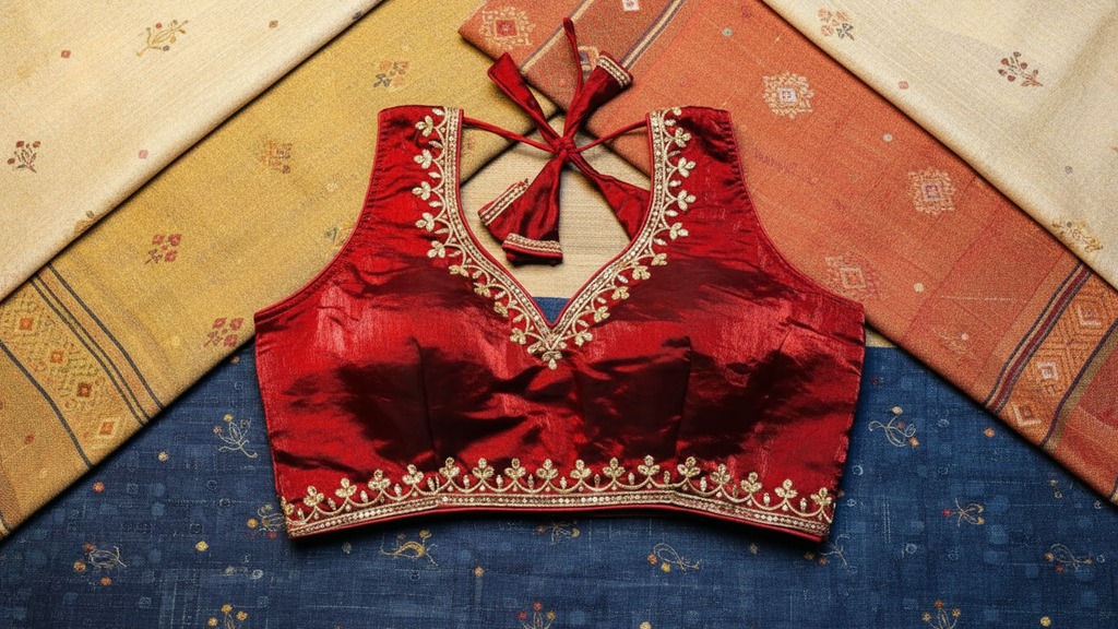 Royal Ombre Zardozi Blouse - Maroon