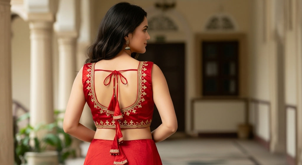 Royal Ombre Zardozi Blouse - Maroon