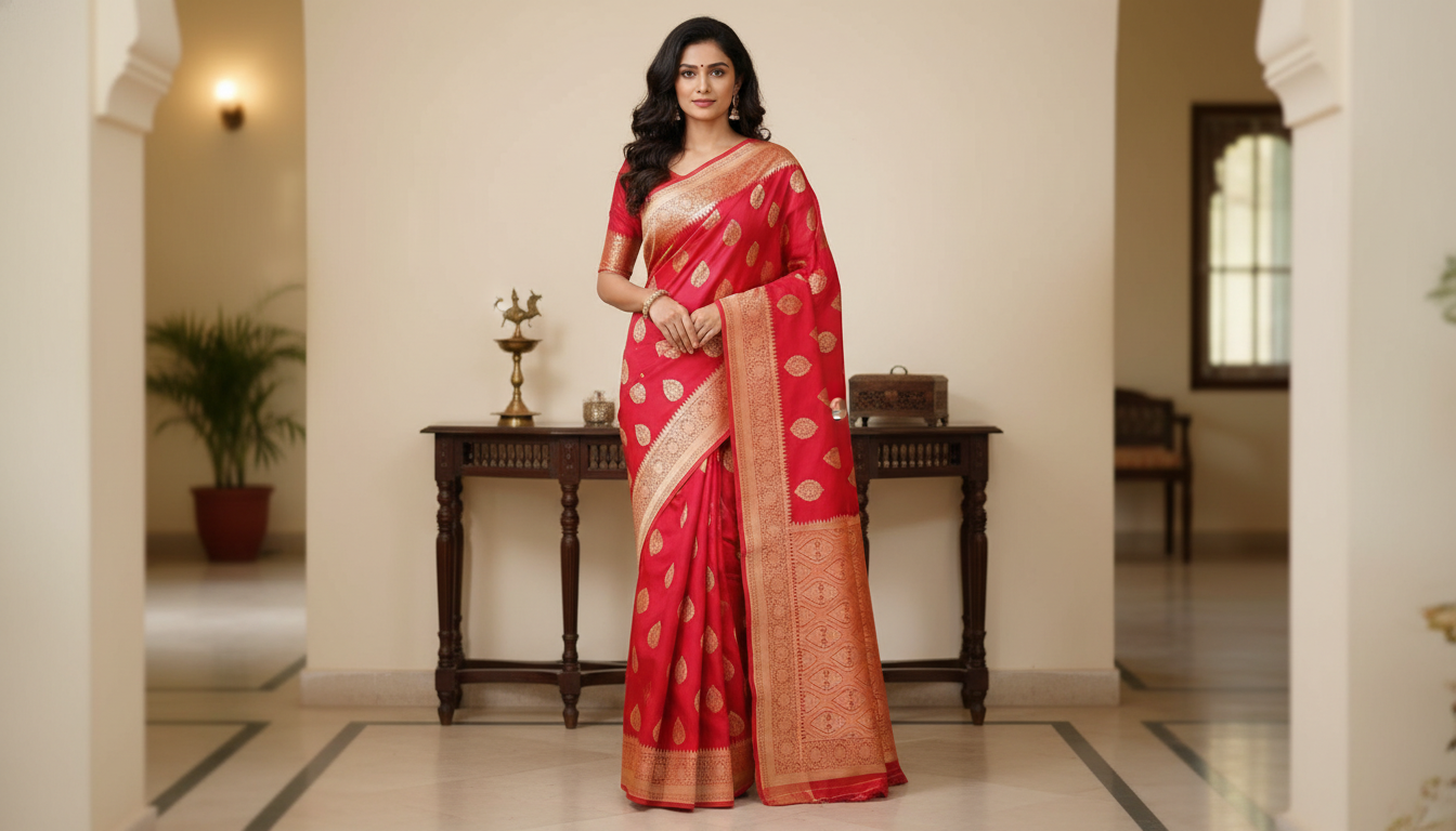 Sindoori Shringar Banarasi Silk Saree