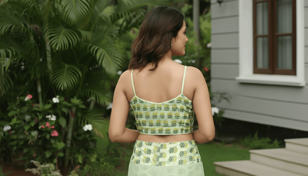 Sutraa Soft Cotton Blouse - Green