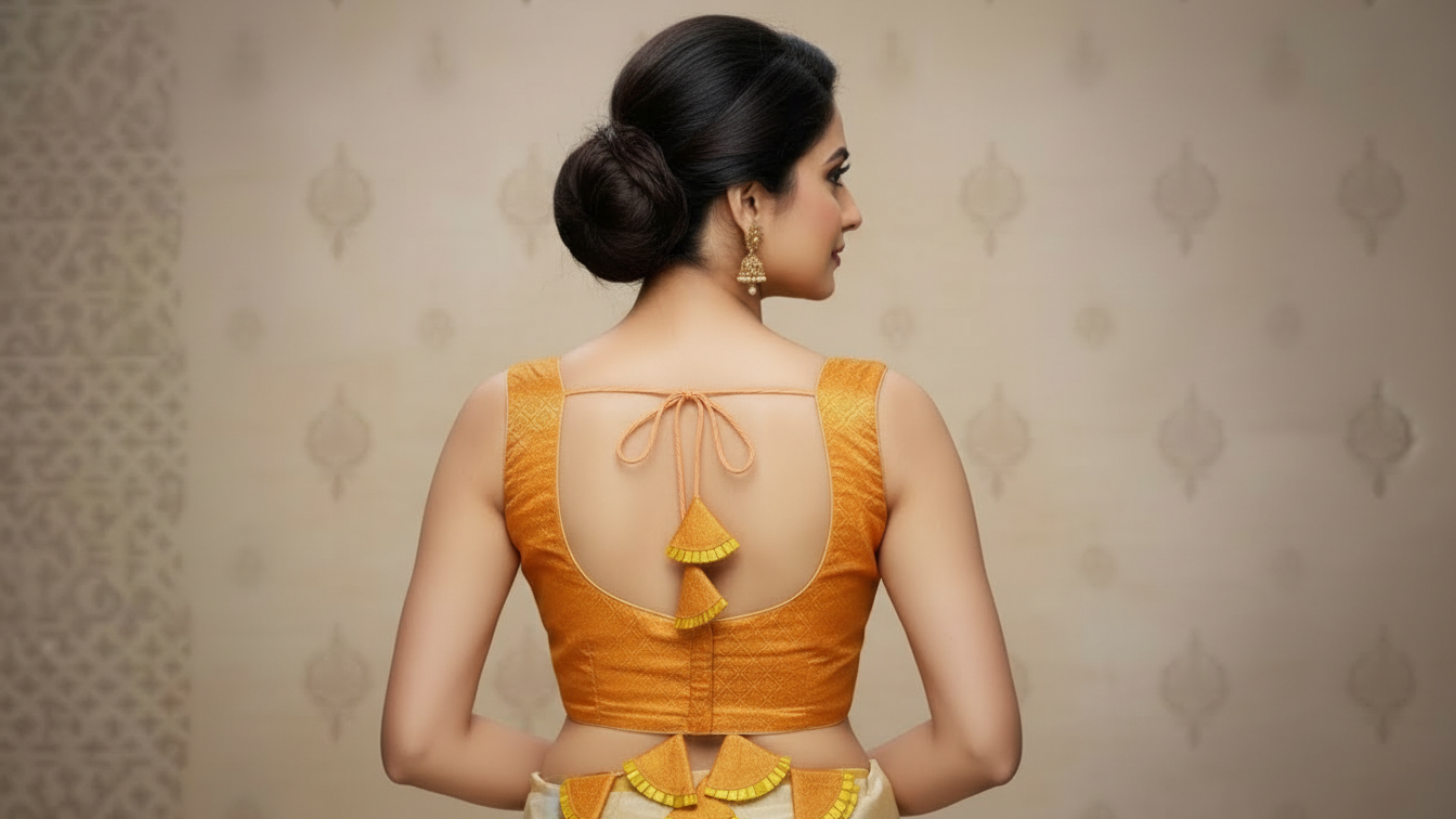 Vasant Rekha Banarasi Blouse - Orange