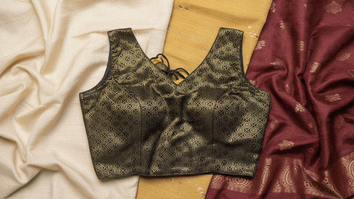 Vasant Rekha Banarasi Blouse - Black