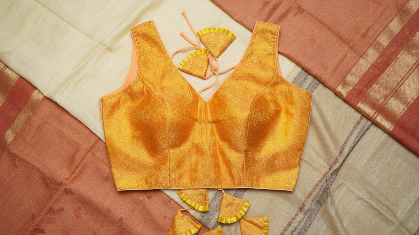 Vasant Rekha Banarasi Blouse - Orange