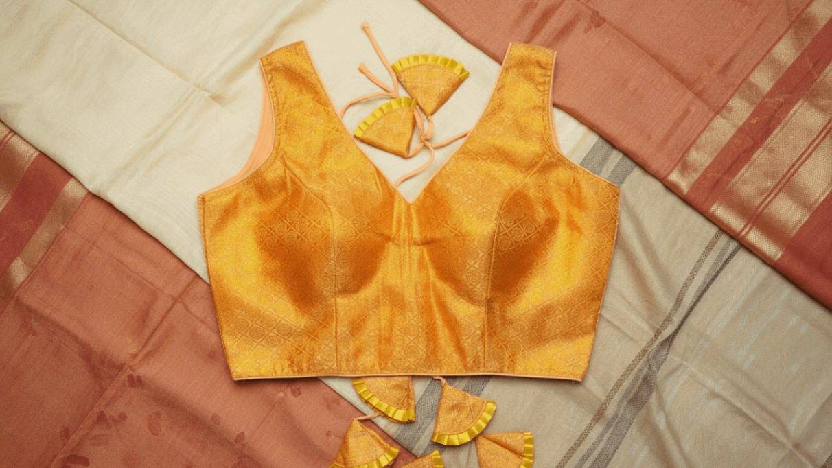 Vasant Rekha Banarasi Blouse - Orange