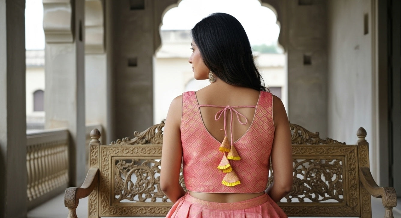 Vasant Rekha Banarasi Blouse - Pink