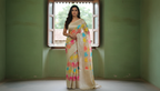 Vasanti Ivory Satin Silk Saree