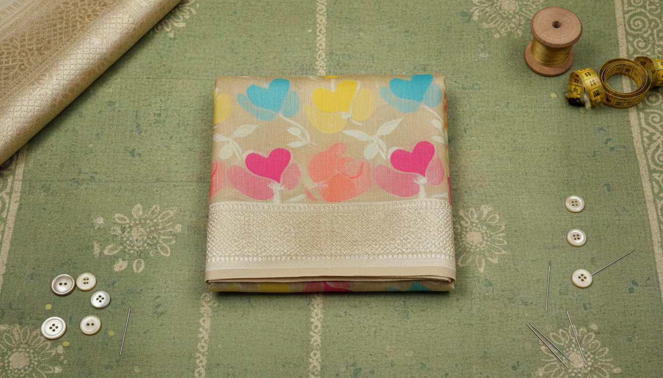 Vasanti Ivory Satin Silk Saree