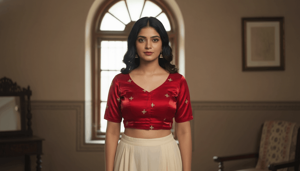 Vasudha Silk Blouse - Red