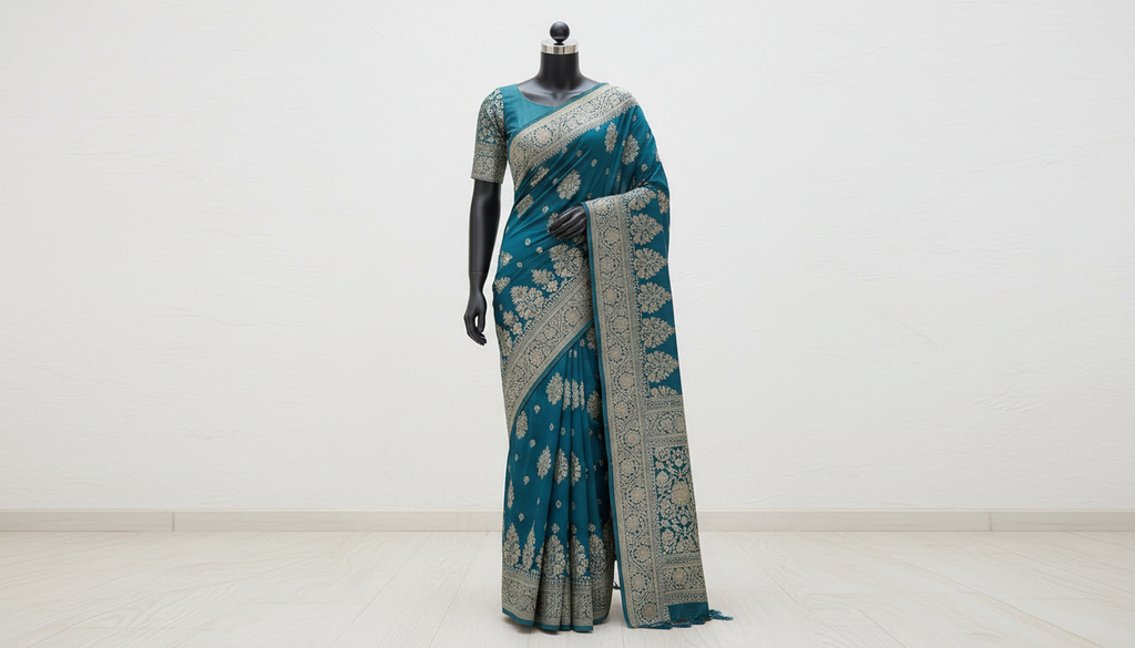 Vasudha Teal Kota Silk Saree