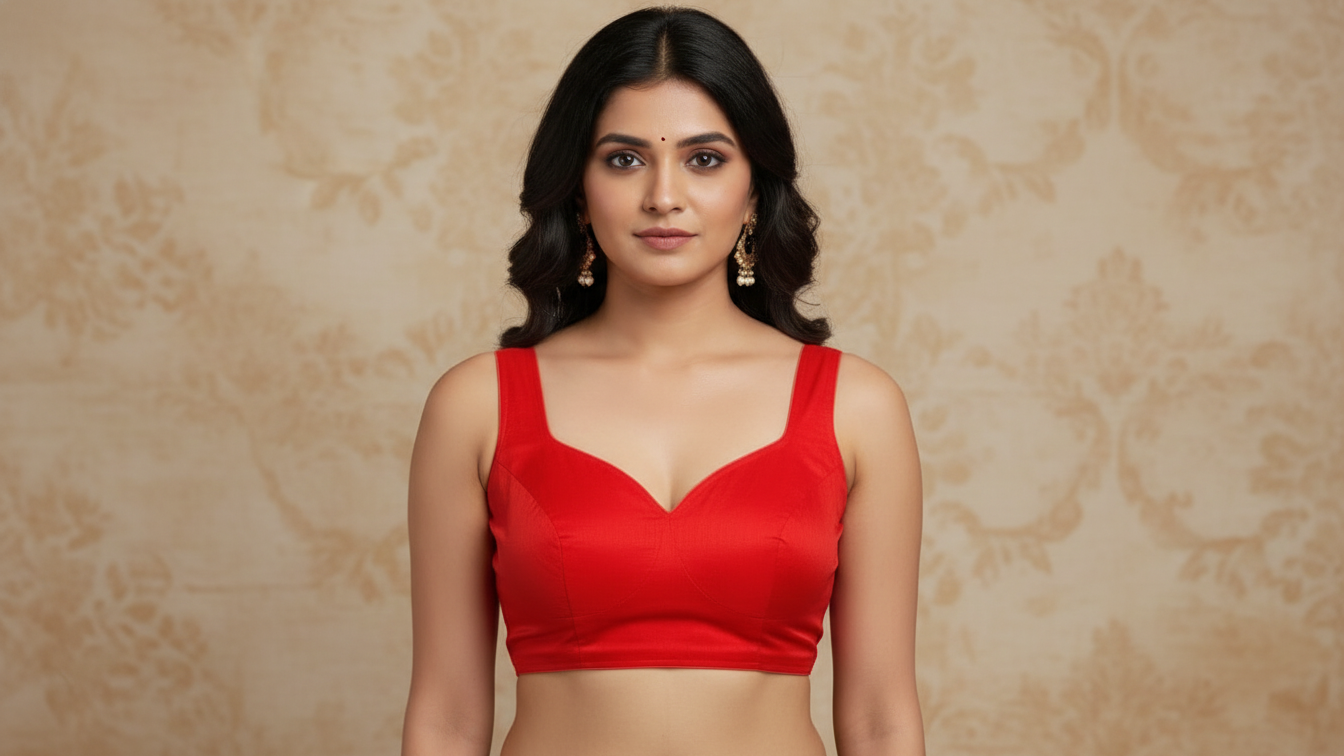 Aabha Silk Blouse - Cherry Red