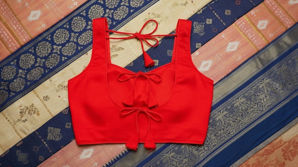 Aabha Silk Blouse - Cherry Red