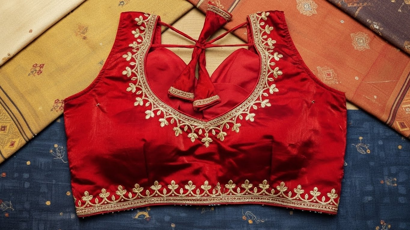 Royal Ombre Zardozi Blouse - Maroon