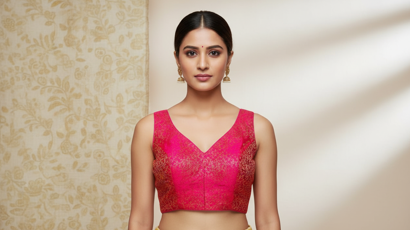 Kalyani Banarasi Blouse - Pink