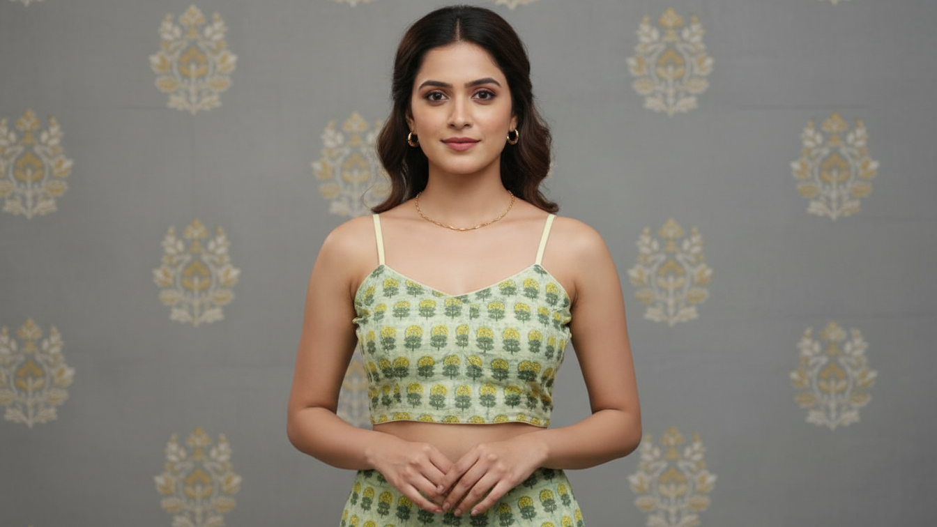 Sutraa Soft Cotton Blouse - Green