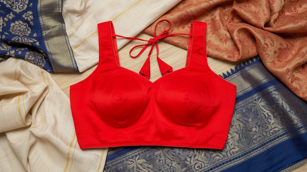 Aabha Silk Blouse - Cherry Red