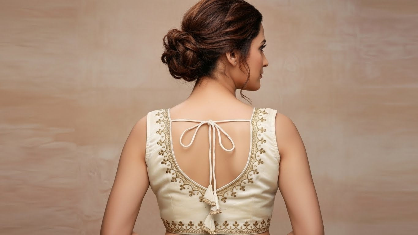 Royal Ombre Zardozi Blouse - Ivory