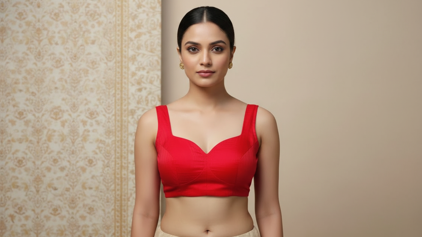 Aabha Silk Blouse - Crimson Red